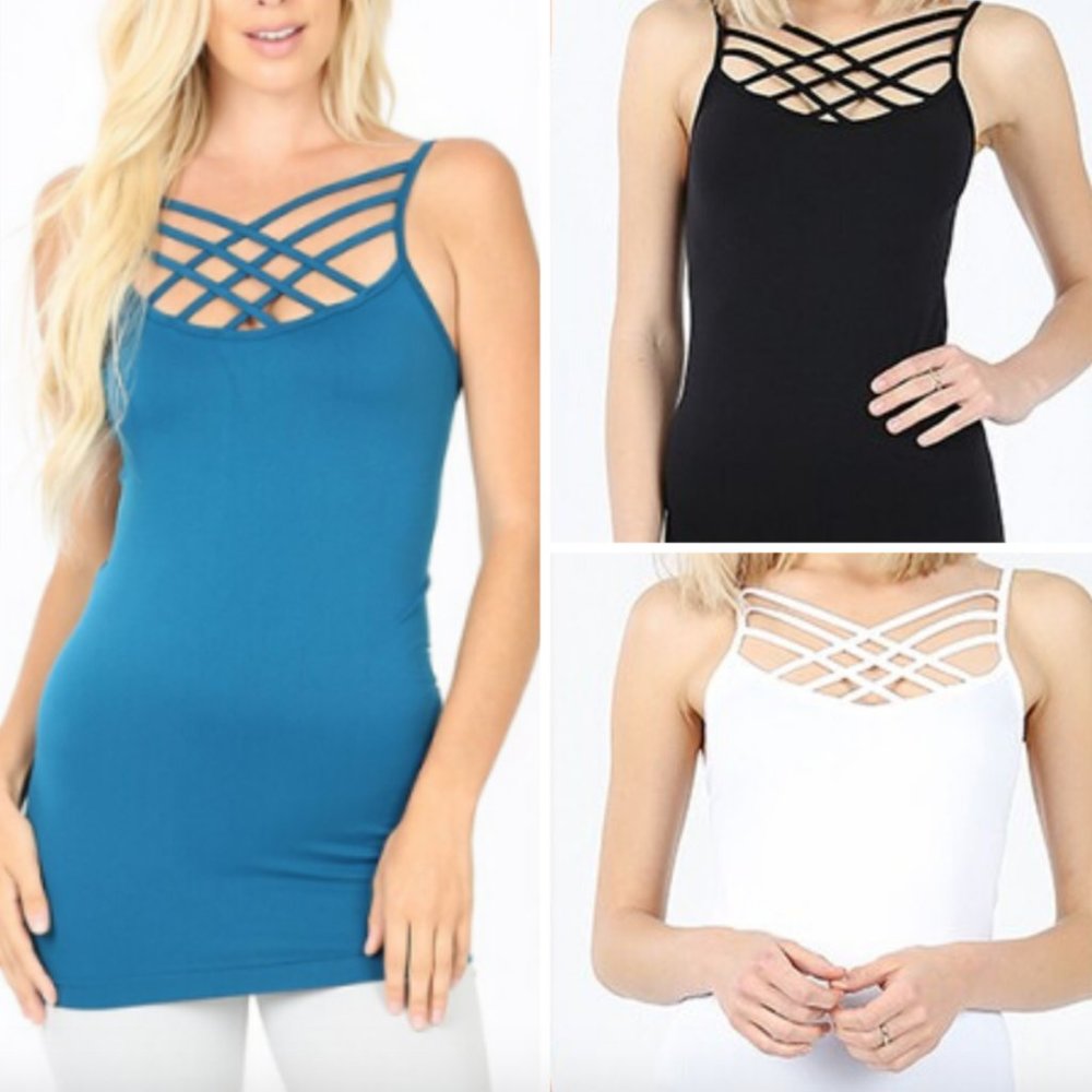 Teal Crisscross Tank